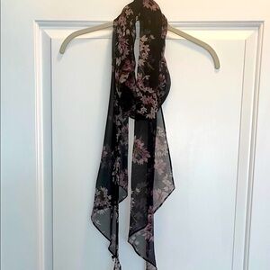 WHBM Floral Black and Pink Scarf-Like New!